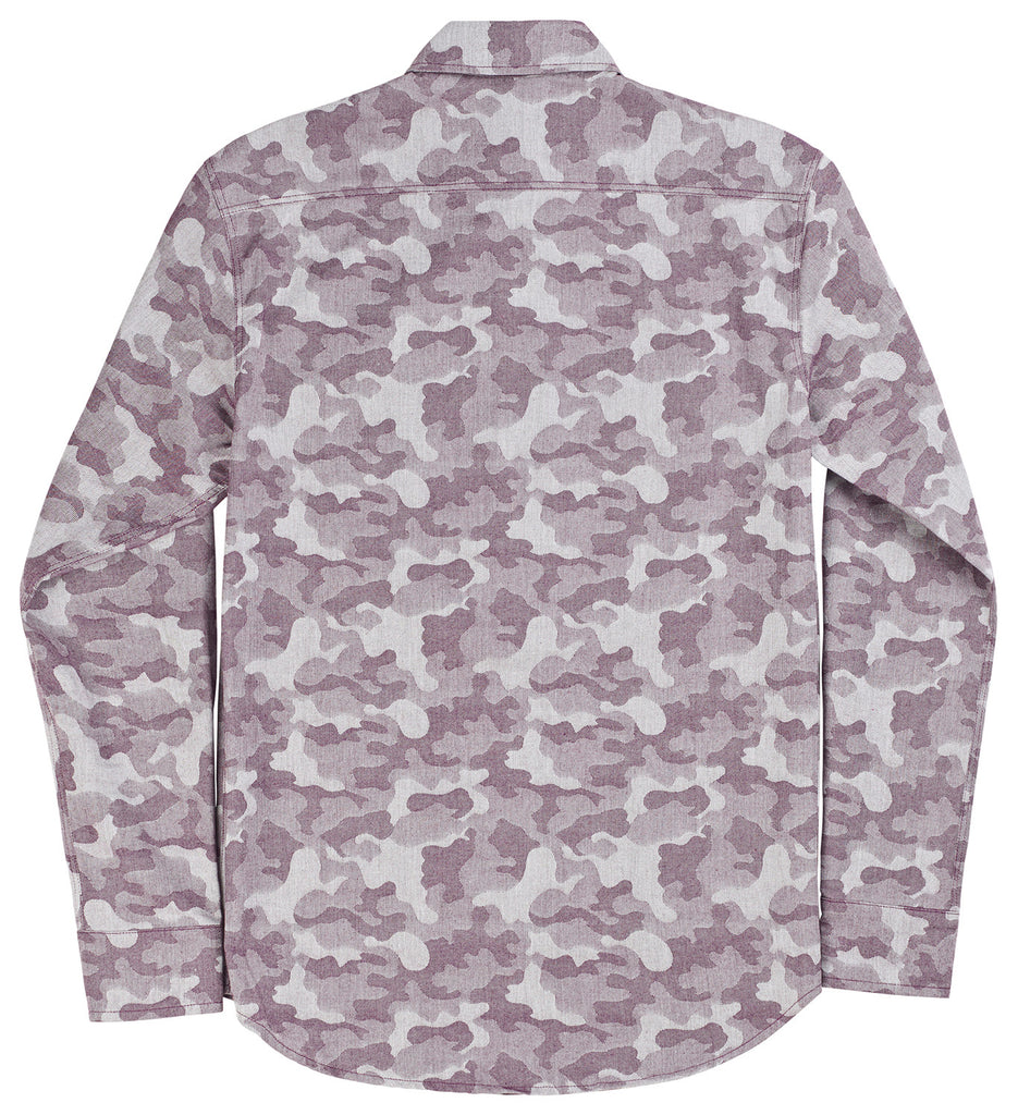 Camo Jacquard Button Down Shirt - Maroon – MFW Apparel